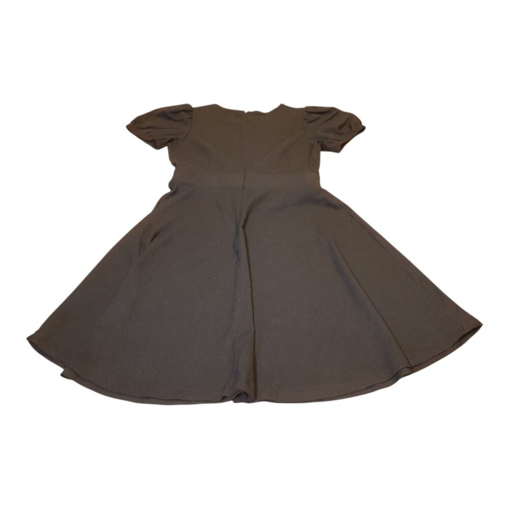 Ann Taylor Factory Black Puff Sleeve Dress Full Skirt Zip Back Sz 12P Normcore - Picture 6 of 15